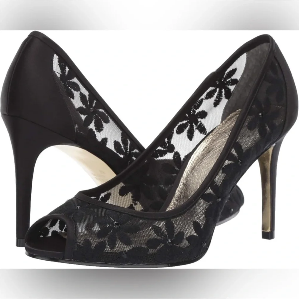 Adrianna Papell Women's Frances Pump Black Sophia Mesh Size 9.5W Wide - Picture 1 of 10